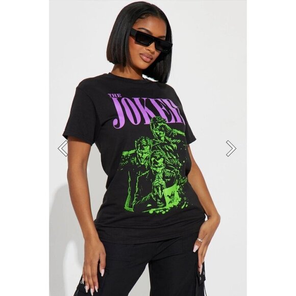 The Joker Supervillan Graphic Tee‎ Women's Size Medium Black Short Sleeve NWT - Picture 2 of 8